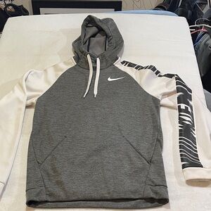 Nike Men's Gray and White Hoodie size small pockets